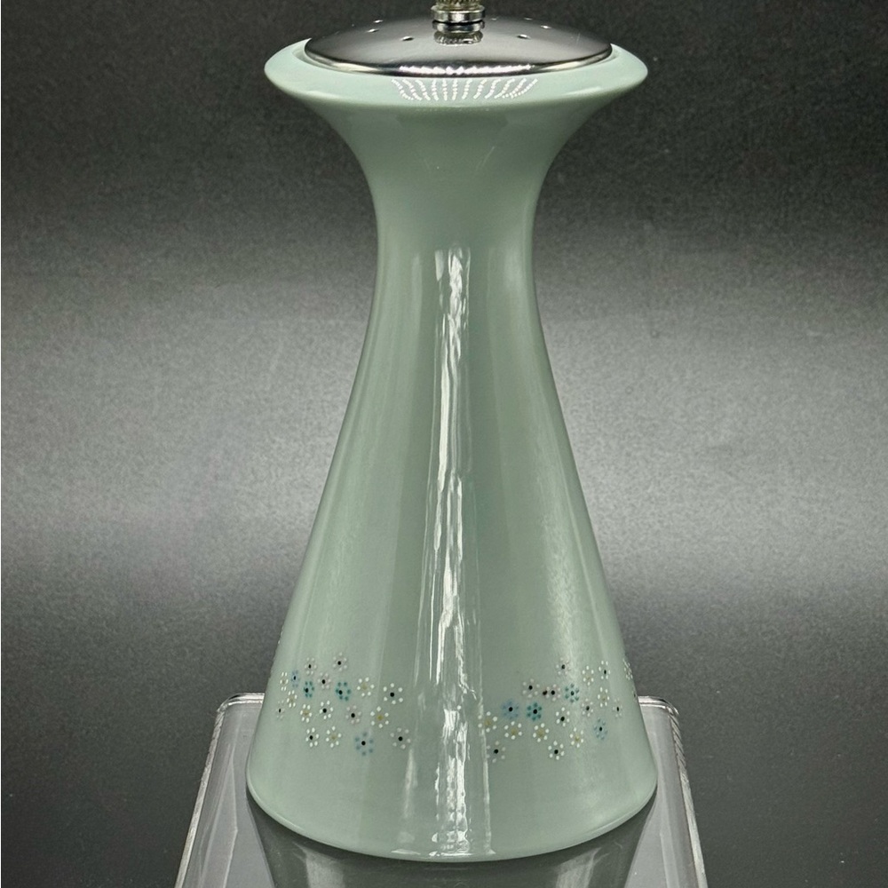 VTG Lenox CHALET Salt Shaker Hourglass Aqua Raised Dot Flowers